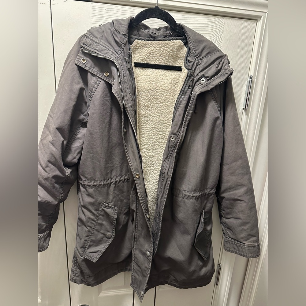 GAP Dark Gray Parka w/ removable Sherpa